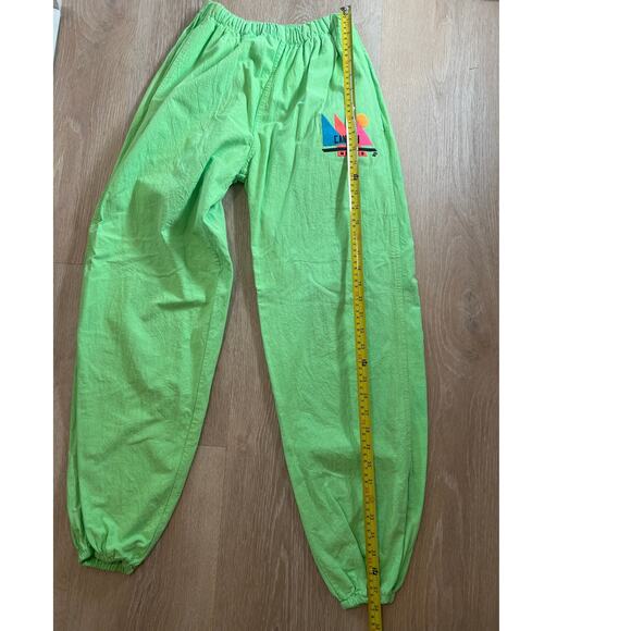 Vintage Lime Green Jogger Cotton Pants Cancun Mexico Size Small - Picture 10 of 10